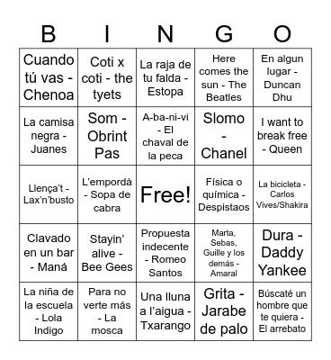 Bingo musical Bingo Card