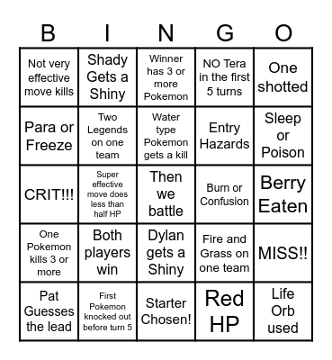 Then we react bingo Shady Bingo Card