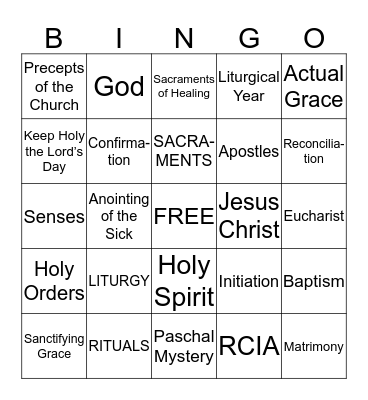 SACRAMENT BINGO Card