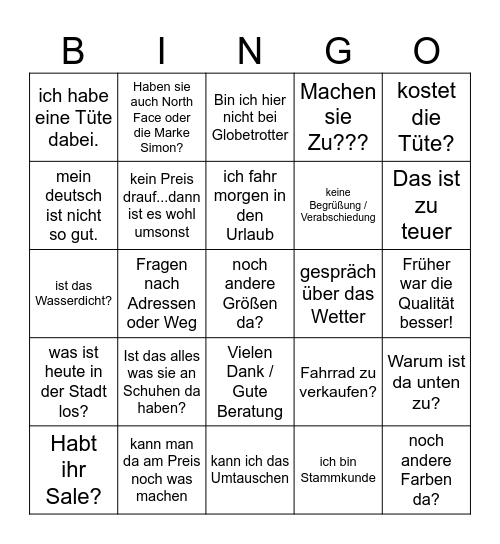 Das große JW Kunden Bingo Card