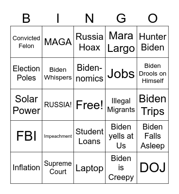 2024 Debate Bingo Card