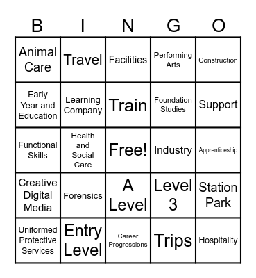 West Notts College Bingo Card