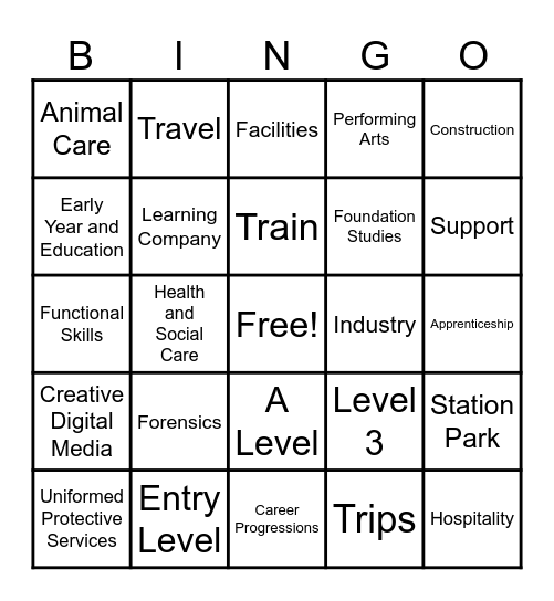 West Notts College Bingo Card