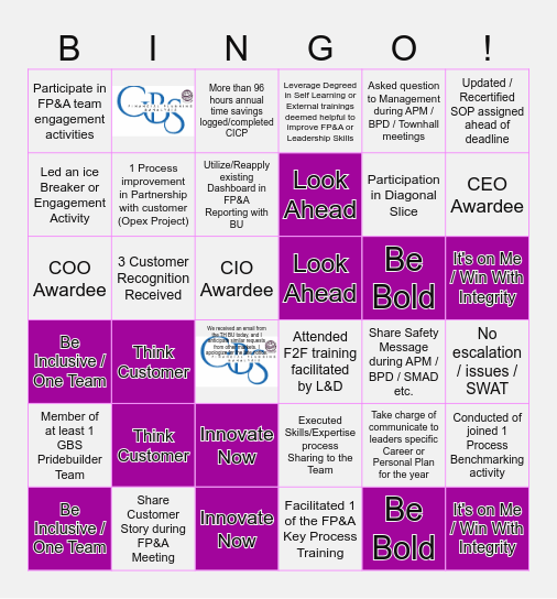 2024 FP&A Goal Card Bingo Card