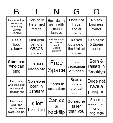 BINGO MIXER Bingo Card