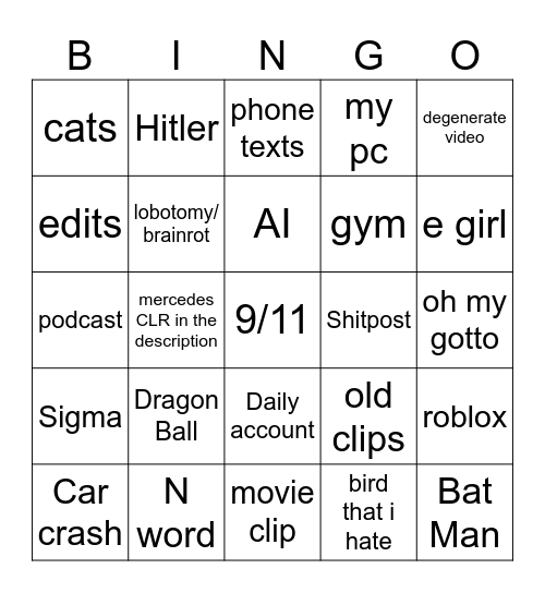 I Bingo Card