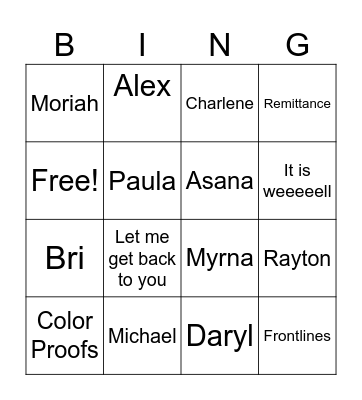 Untitled Bingo Card