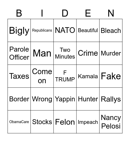 Debate 2024 Bingo Card
