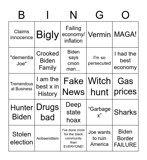 Trump Bingo Card