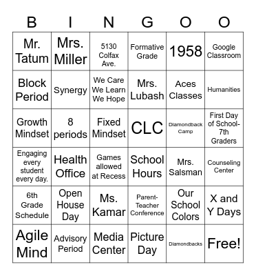 Dawes Bingo Card