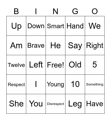 5th graders bingo Card
