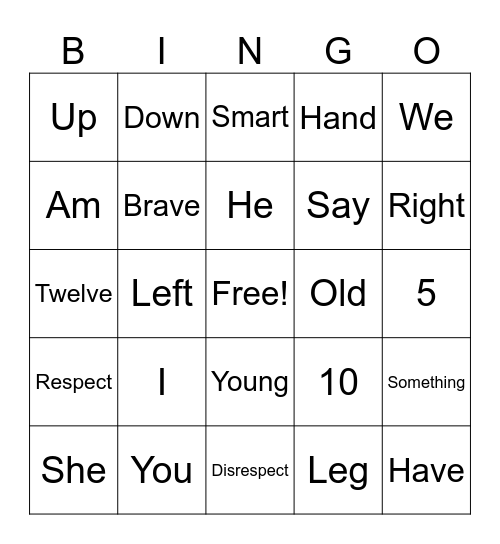 5th graders bingo Card