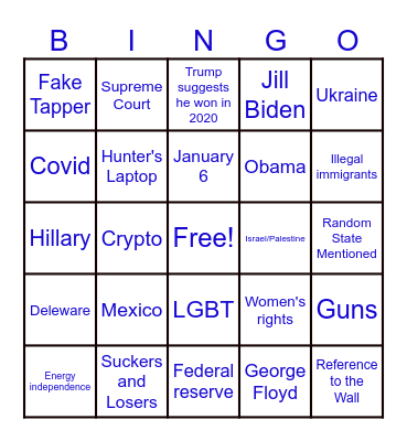 Debate Bingo Card