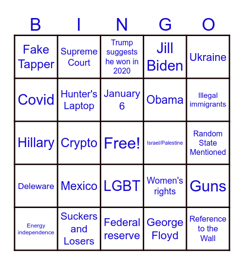 Debate Bingo Card