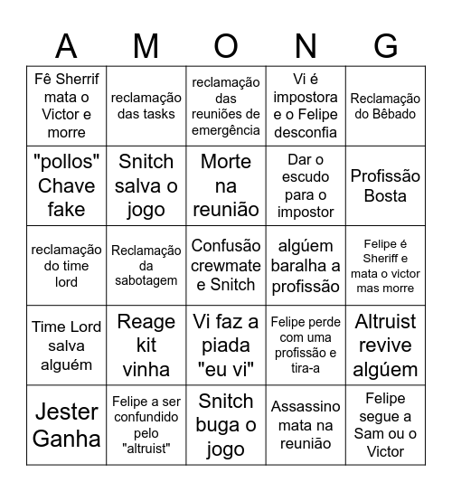 Bingo das Lives Bingo Card