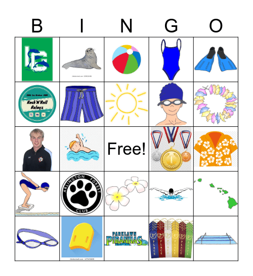 Seals Swim FAST Bingo Card