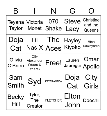 Pride Power Hour Bingo Card