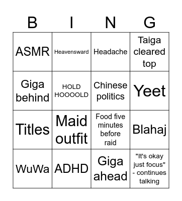 Pocket Bingo Card