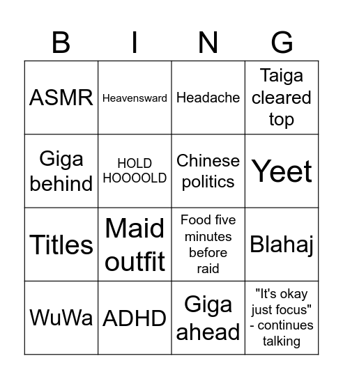 Pocket Bingo Card