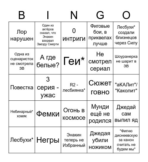 Критики "Аколита" Bingo Card