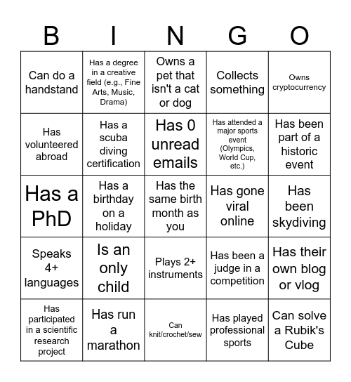 Colleague Bingo Card