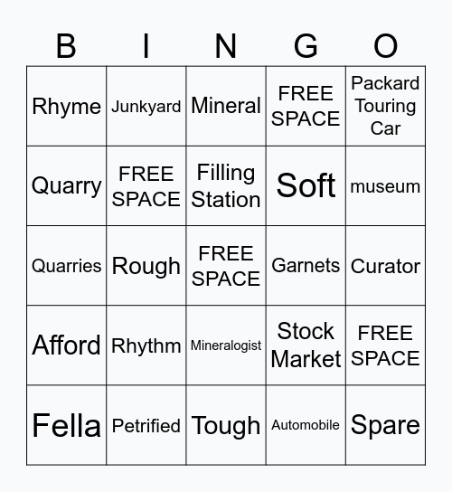 Vocabulary Practice Bingo Card