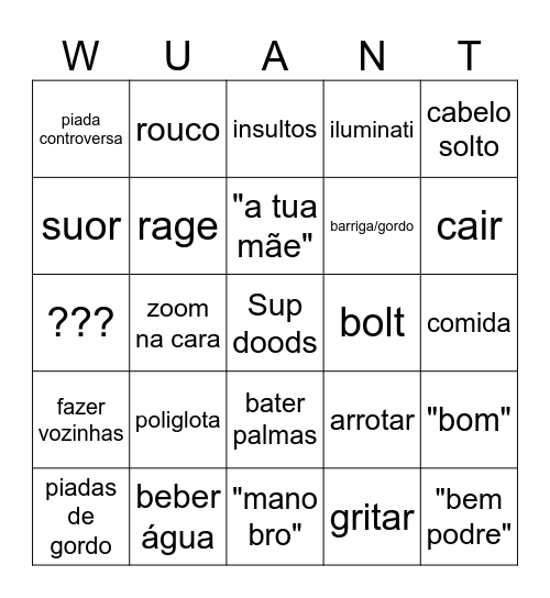 WUANT BINGO Card