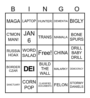 WHITE HOUSE QUALIFICATIONS Bingo Card