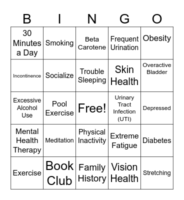MEN'S HEALTH Bingo Card
