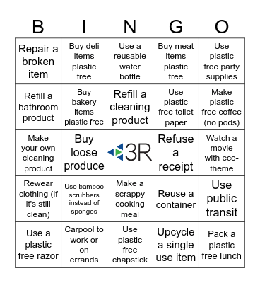 Plastic Free July Bingo Card