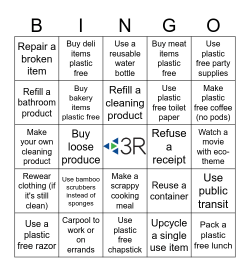 Plastic Free July Bingo Card