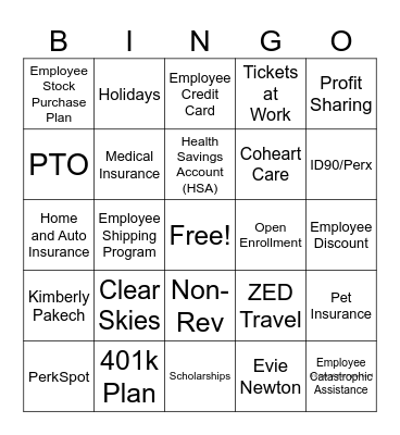 Total Rewards Bingo! Bingo Card