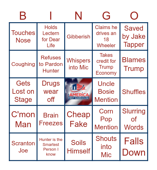 Crooked Joe Biden Debate Night Bingo Card