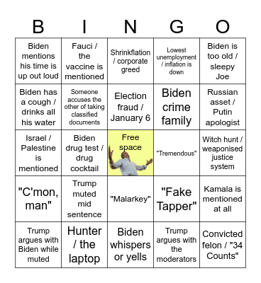 2024 Debate Bingo Card