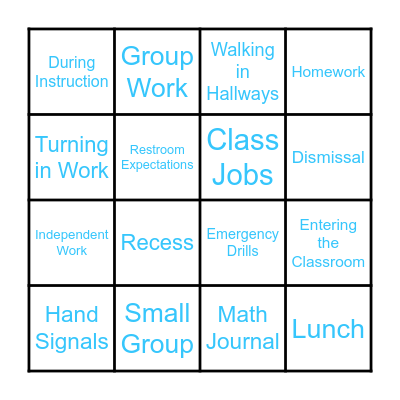 Back to School Bingo Card