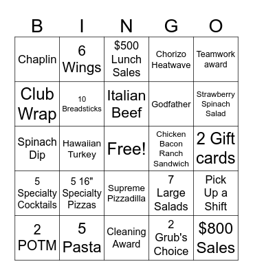 Server Bingo Card