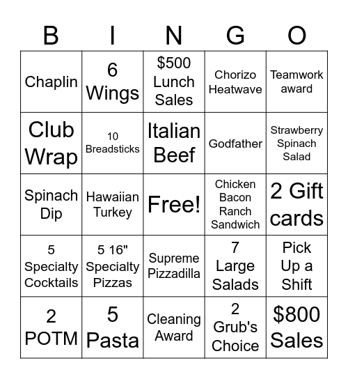 Server Bingo Card