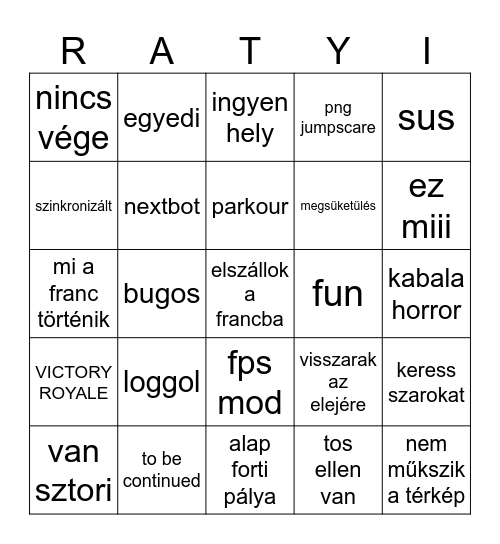 ratyi fortika Bingo Card