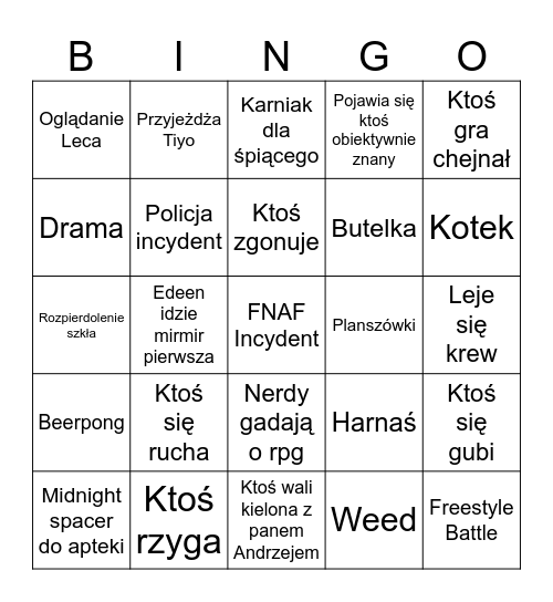 Five Night's at Edeen Bingo Card