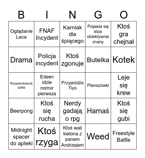 Five Night's at Edeen Bingo Card