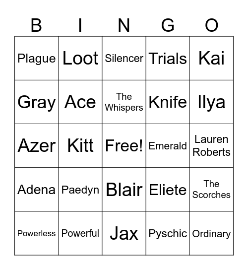 Powerless Bingo Card