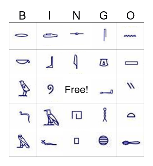 Hieroglyphic Bingo Card