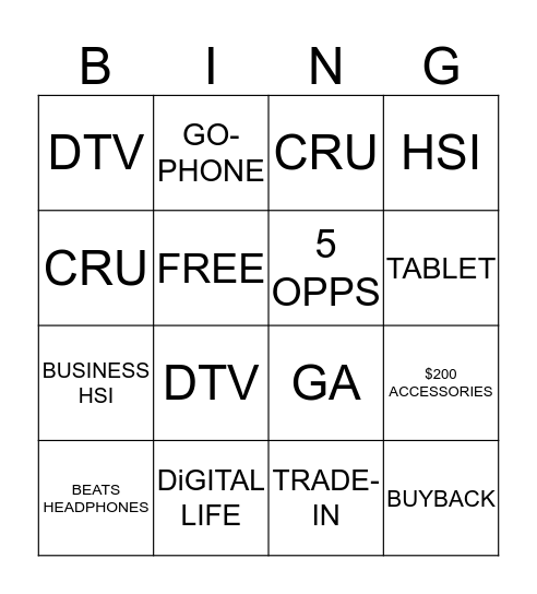 HIGHLAND PARK BINGO Card