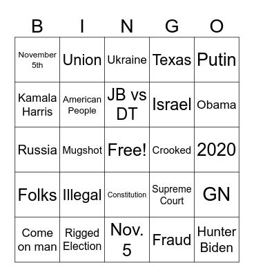 Debate Bingo Card