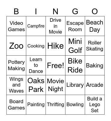 Date Bingo Card