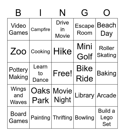 Date Bingo Card