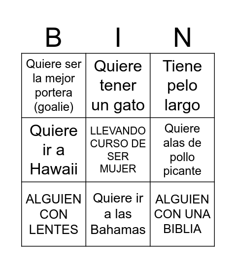 Bingo de personas Quinto (5o) 2021 Bingo Card