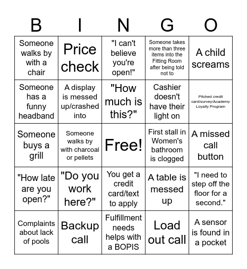 Fourth of July Floor Bingo! Bingo Card