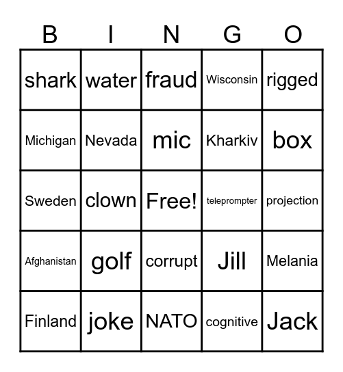 Debate Bingo 2024 Bingo Card