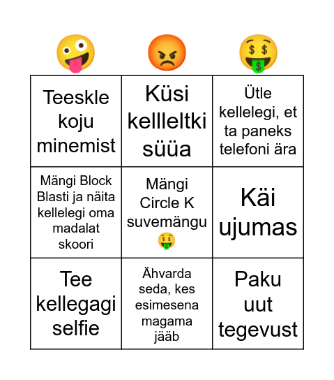 Romi sleepover Bingo Card